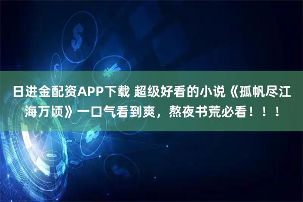 日进金配资APP下载 超级好看的小说《孤帆尽江海万顷》一口气看到爽，熬夜书荒必看！！！