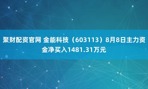 聚财配资官网 金能科技（603113）8月8日主力资金净买入1481.31万元